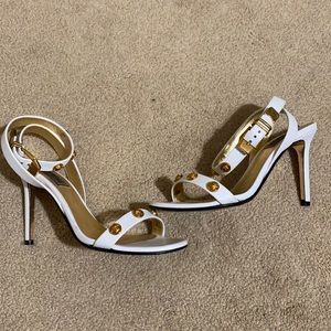 White Versace Wrap Around Heels